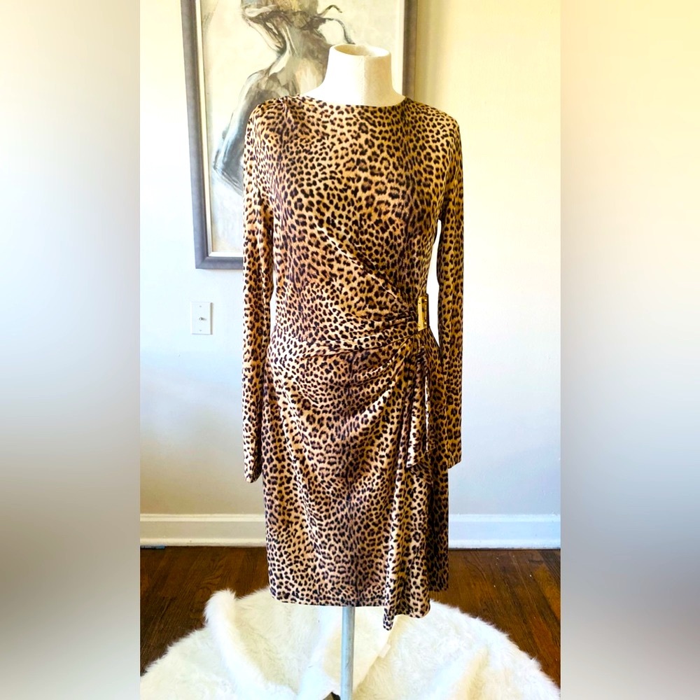 Michael Kors collection wrap Leopard dress Size M